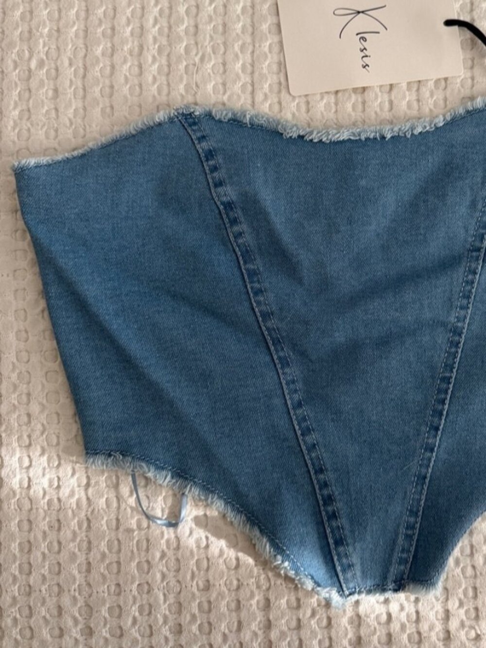 Denim crop top - Zipper back⛵ - Picture 2 of 3